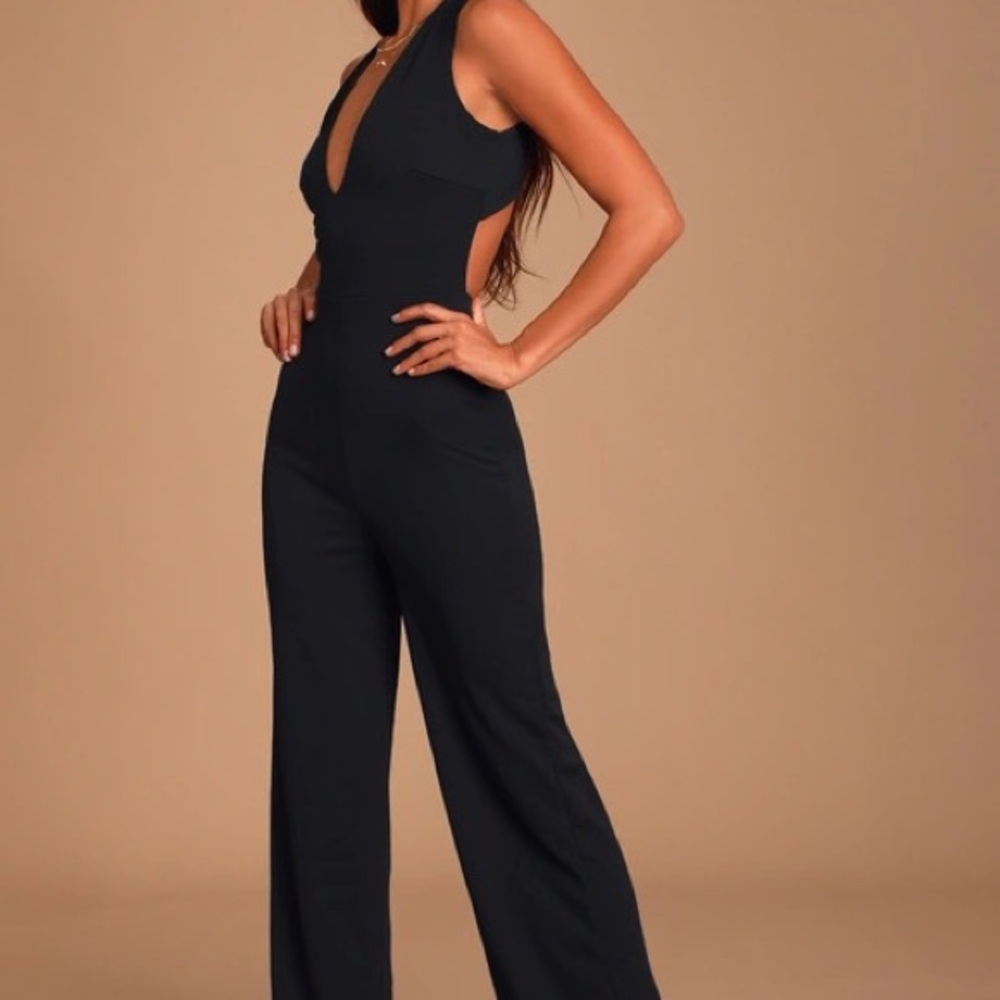 Black open back jumpsuit